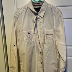 Men's Long Sleeve Button up shirt, Drill Co. Size XL